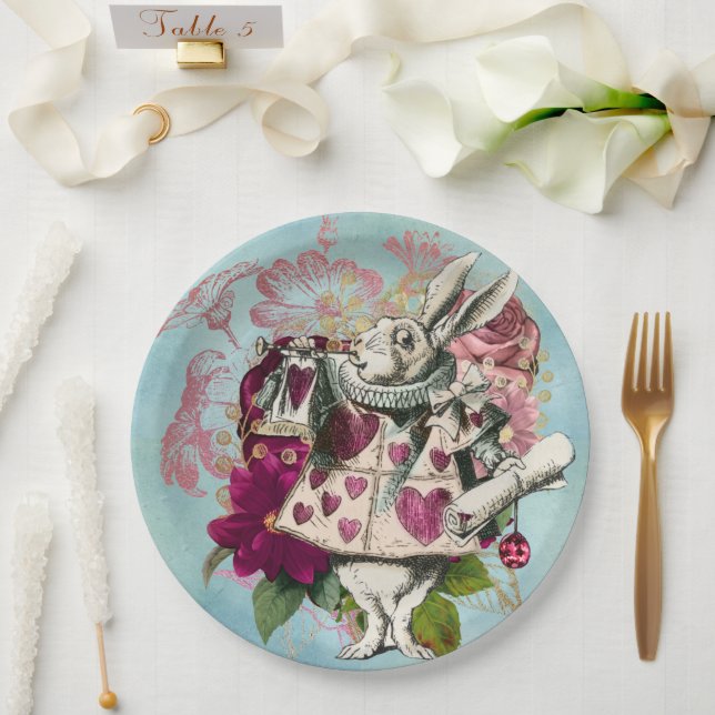 Fancy Wonderland White Rabbit Paper Plate (Wedding)