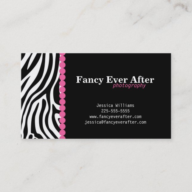 Fancy Zebra Print Business Card (Front)
