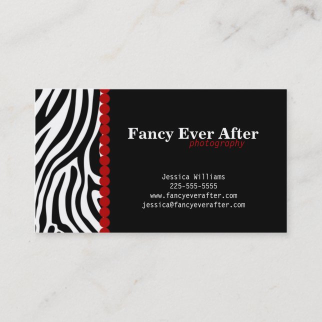 Fancy Zebra Print Business Card (Front)