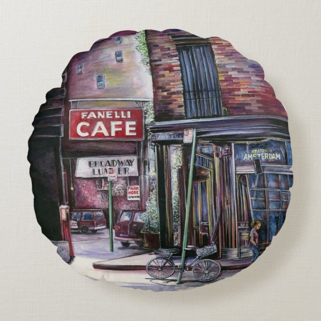 Fanelli's Charm, New York City, Soho, New York Round Cushion (Front)
