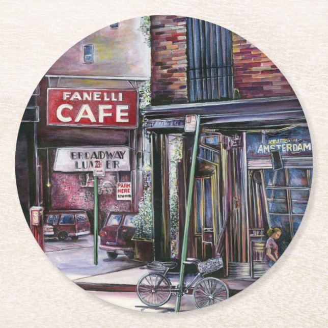 Fanelli's Charm, New York City, Soho, New York Round Paper Coaster (Front)