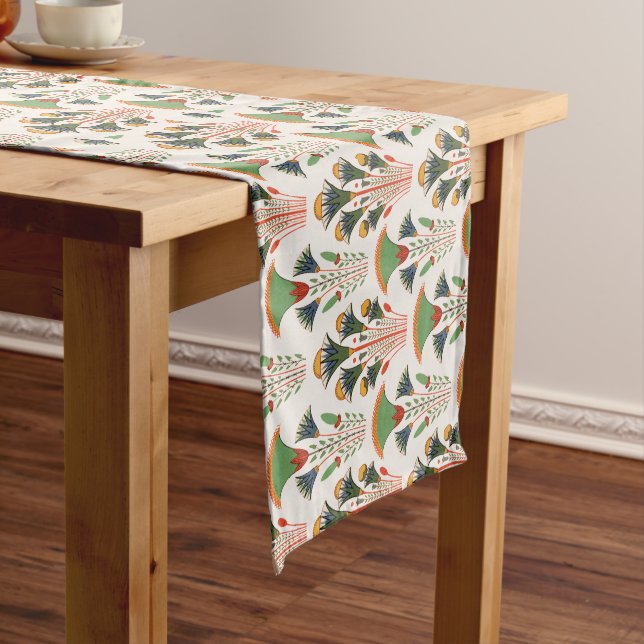Fanflowers Green Orange Autumn  Long Table Runner (In Situ)