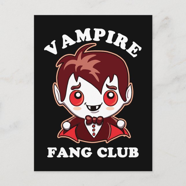 Fang Club | Funny Pun And Cute Vampire Postcard (Front)