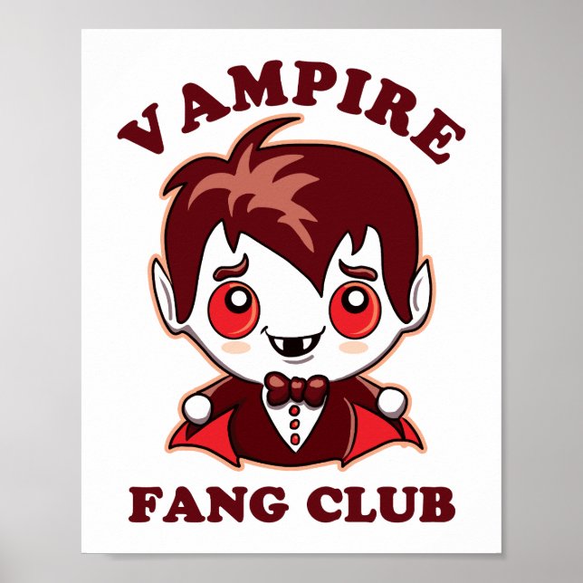 Fang Club | Funny Pun And Cute Vampire Poster (Front)