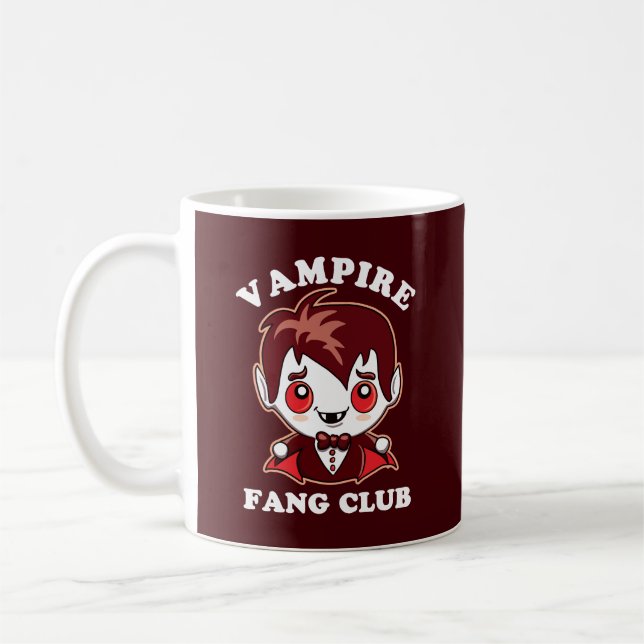 Fang Club | Funny Pun And Cute Vampire Square Coffee Mug (Left)