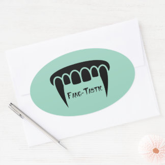 Fang-Tastic Fangs | Black Version Oval Sticker