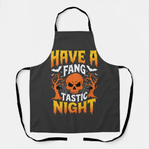 Fang-Tastic Night Halloween Skull and Bats Apron