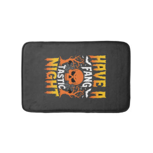 Fang-Tastic Night Halloween Skull and Bats Bath Mat