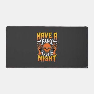 Fang-Tastic Night Halloween Skull and Bats Desk Mat