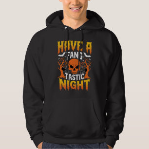 Fang-Tastic Night Halloween Skull and Bats Hoodie