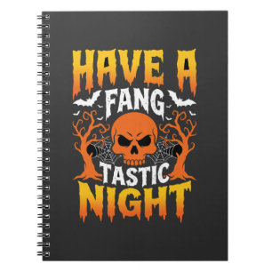 Fang-Tastic Night Halloween Skull and Bats Notebook