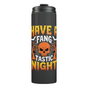 Fang-Tastic Night Halloween Skull and Bats Thermal Tumbler