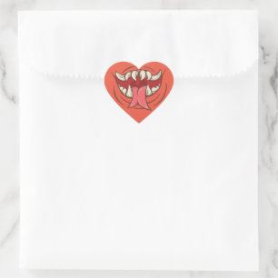 Fanged Monster Mouth Heart Sticker