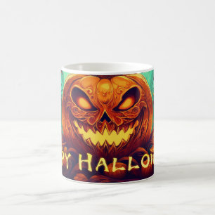 Fanged Pumpkin Candles Glow Halloween Art Coffee Mug