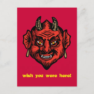 Fanged Red Devil With Horns postcard