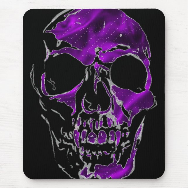 Fanged Skull in Purple Silk Mousepad (Front)