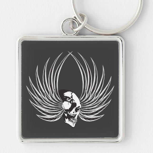 Fanged Skull with Wings Key Ring (Front)
