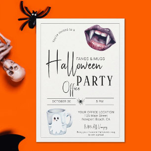 Fangs and Mugs Halloween Office Party Fun Team Invitation