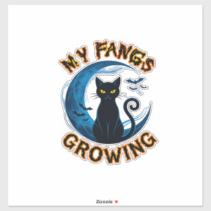 Fangs Growing Halloween Black Cat Blue Moon Bats_1