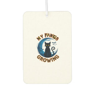 Fangs Growing Halloween Black Cat Blue Moon Bats_1 Car Air Freshener