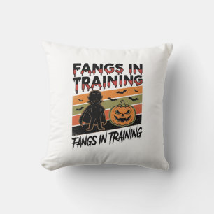 Fangs in Training Funny Vampire Halloween Shirt Cushion