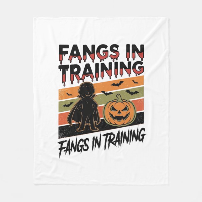 Fangs in Training Funny Vampire Halloween Shirt Fleece Blanket (Front)