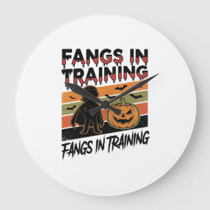 Fangs in Training Funny Vampire Halloween Shirt Large Clock