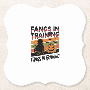 Fangs in Training Funny Vampire Halloween Shirt Paper Coaster