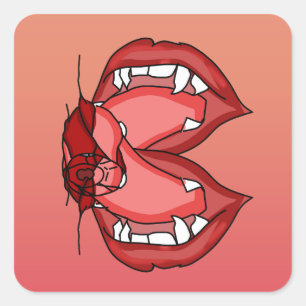 Fangs Unleashed: A Vampire’s Fierce Expression Square Sticker