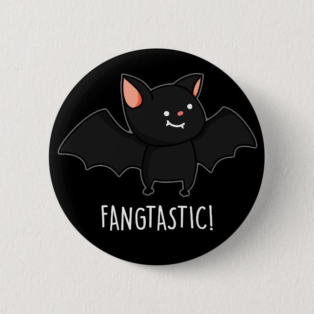 Fangtastic Funny Halloween Pun Dark BG 6 Cm Round Badge (Front)