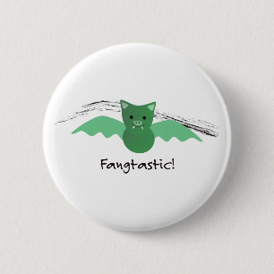 Fangtastic Green Bat 6 Cm Round Badge