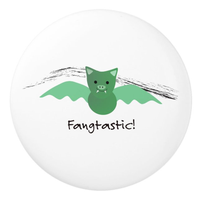Fangtastic Green Bat Ceramic Knob (Front)