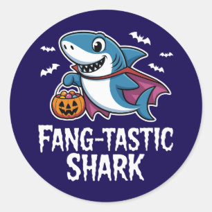 FangTastic Shark Halloween Vampire Classic Round Sticker