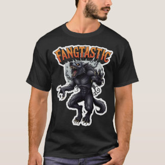 Fangtastic werewolf howling at moon sticker design T-Shirt