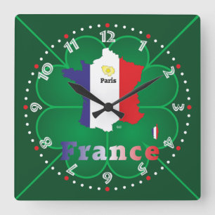 Fankreich - France Uhr Square Wall Clock