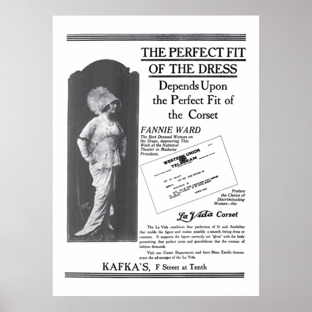 Fannie Ward 1914 vintage garment ad poster (Front)