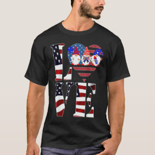 fanny 4th Of July Gnomes heart American Flag Patri T-Shirt