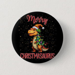 Fanny Merry Christmasaurus Dinosaur Christmas Tree 6 Cm Round Badge