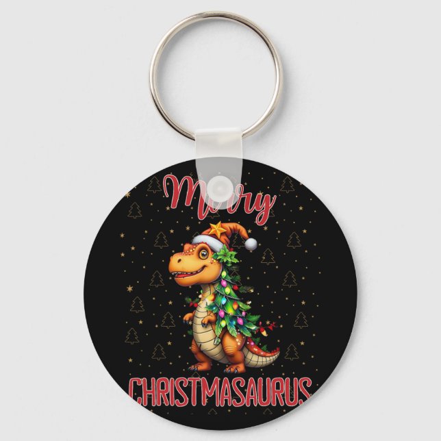 Fanny Merry Christmasaurus Dinosaur Christmas Tree Key Ring (Front)