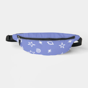Fanny Pack Blue Space Doodle Stars Planets