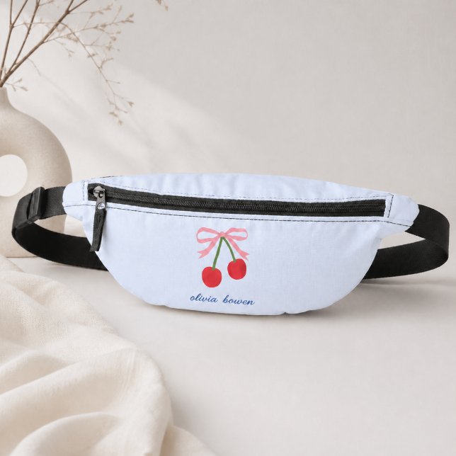 Fanny Pack | Cherry Coquette Bow Cute Illustration (A cute custom design fanny pack with coquette bow and cherries, perfect for gifting or everyday use)