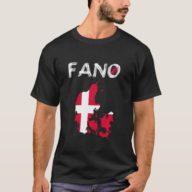 Fanö Fano Denmark Island Silhouette Map Flag Holid T-Shirt (Front)