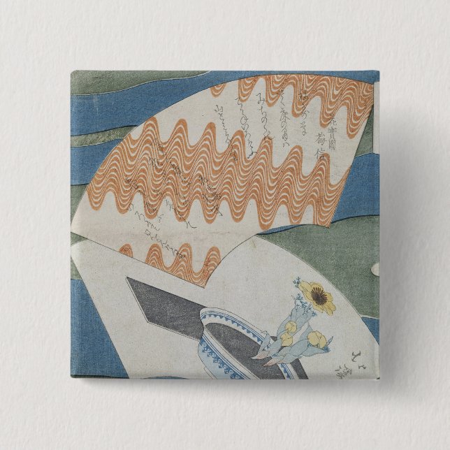 Fans floating on a stream 15 cm square badge (Front)