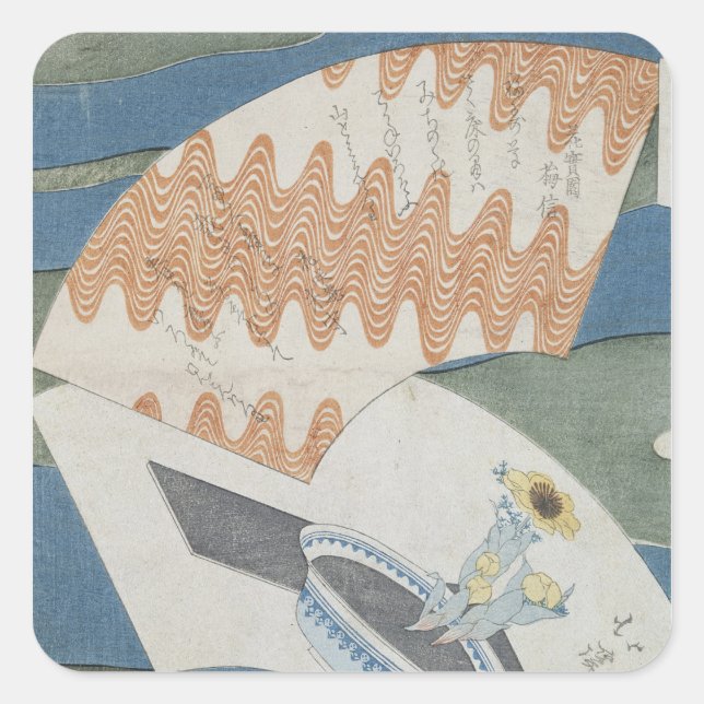 Fans floating on a stream square sticker (Front)