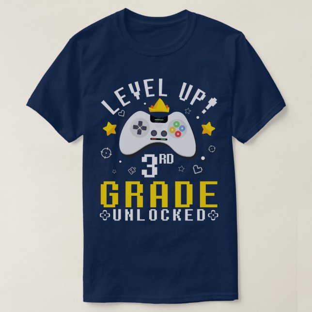 Fans Students Level Up 3rd Grade Unlocked First Da T-Shirt (Design Front)