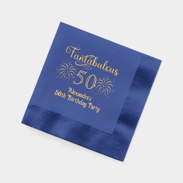 Fantabulous 50 (or any Age) Birthday & Fireworks Foil Napkins (Left)