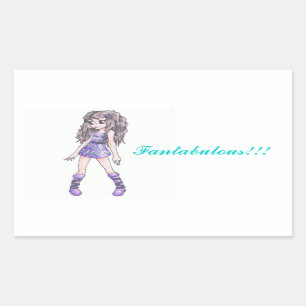 "Fantabulous" stickers with girl in purple dress