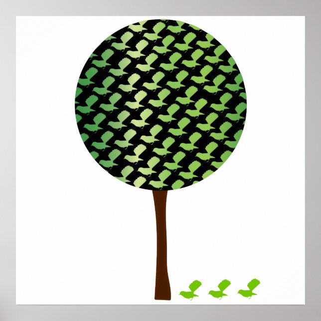 Fantail Bird Tree Customizeable Design Poster (Front)