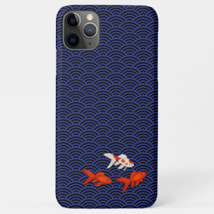 Fantail Goldfish on Seigaiha Wave Pattern Japanese iPhone 11 Pro Max Case