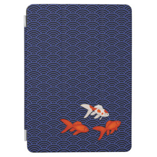 Fantail Goldfish on Seigaiha Wave Pattern Japanese iPad Air Cover
